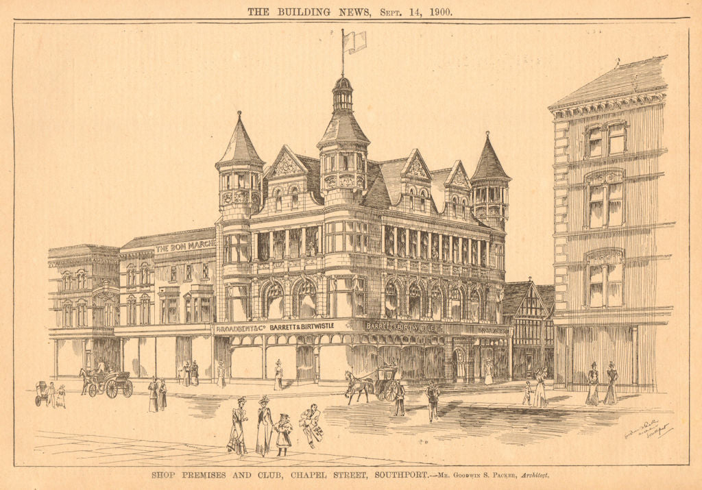 Barrett & Birtwhistle. Broadbent shop, Chapel Street, Southport. Packer 1900